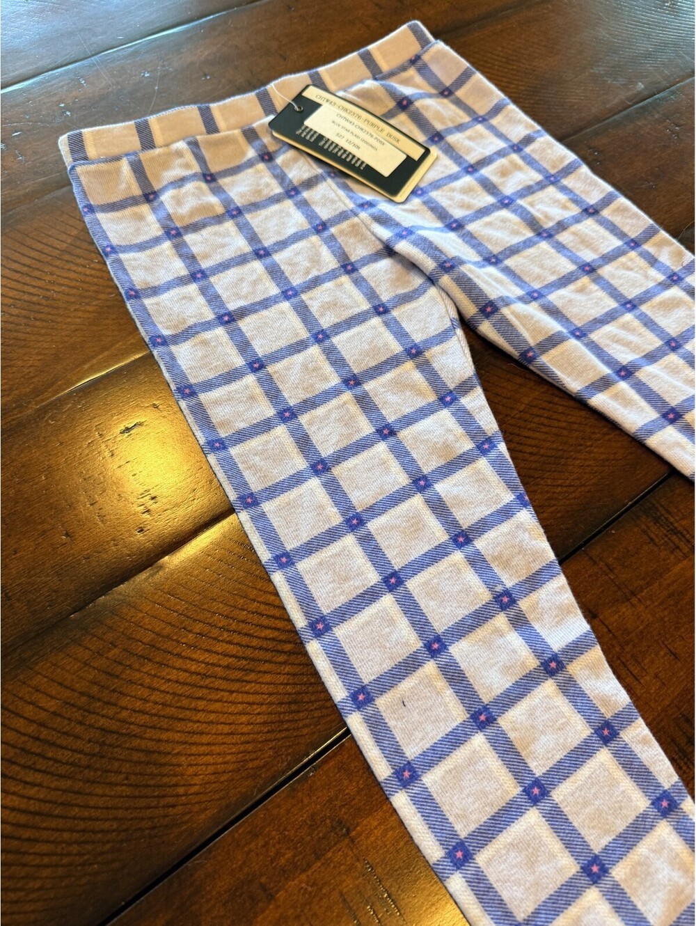 Chaser Girls Blue Star Plaid Leggings Size 6 Purple Dusk NWT